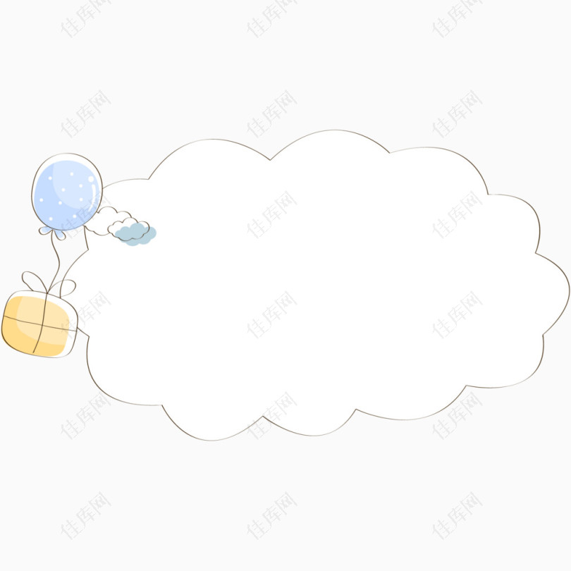 卡通手绘气球云朵边框
