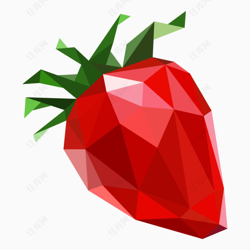 卡通三角晶格化水果草莓