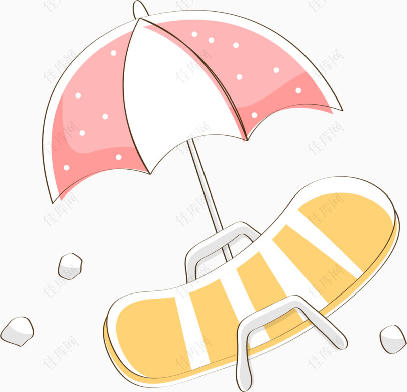 卡通手绘躺椅遮阳伞