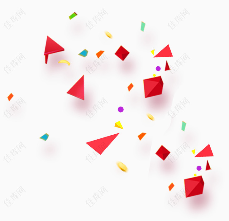 立体菱形三角形金币节日漂浮元素装饰效果