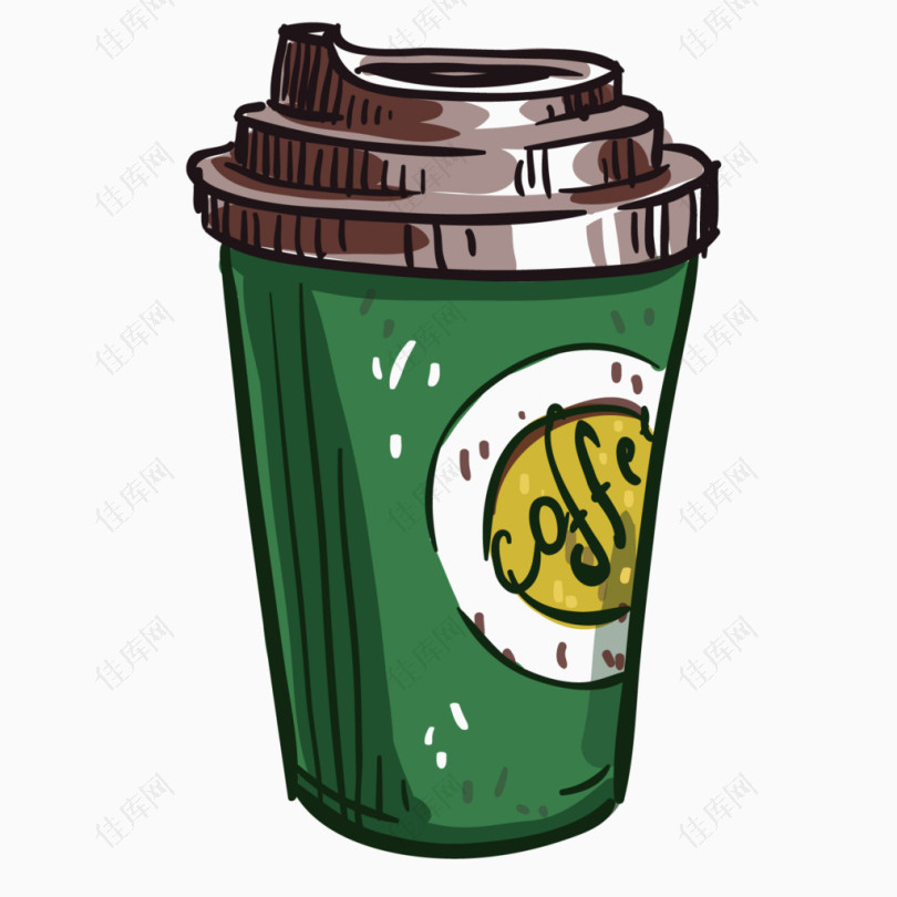绿色质感咖啡杯子
