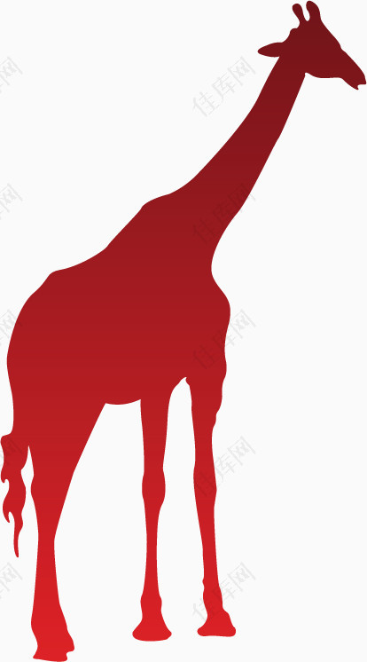 非洲红色渐变长颈鹿剪影