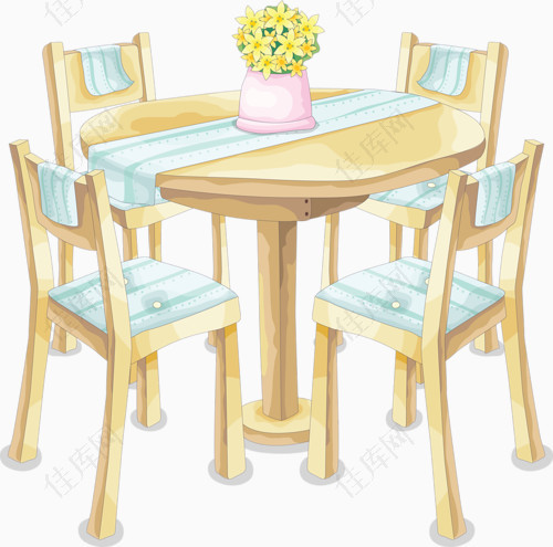 卡通木制餐桌圆桌座椅