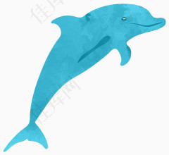 水彩唯美海豚