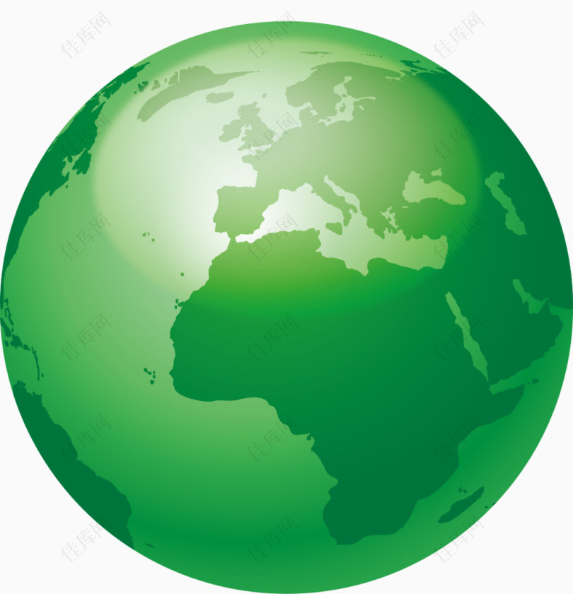 矢量手绘写实绿色地球