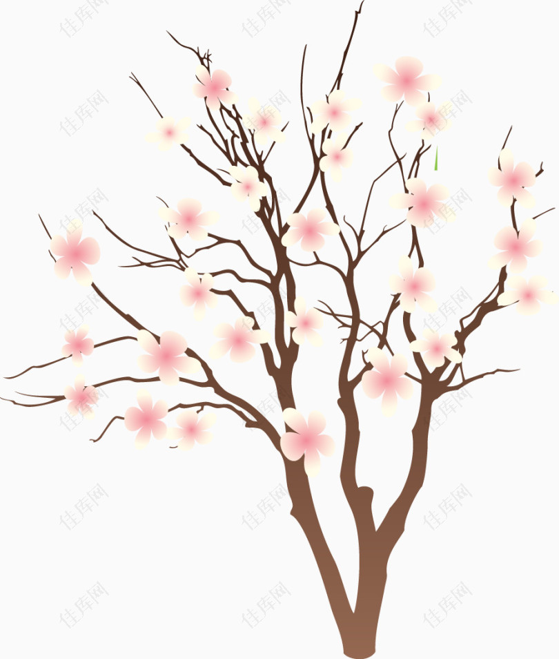 卡通手绘桃花树枝