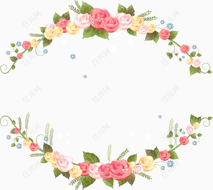 粉玫瑰花朵边框装饰