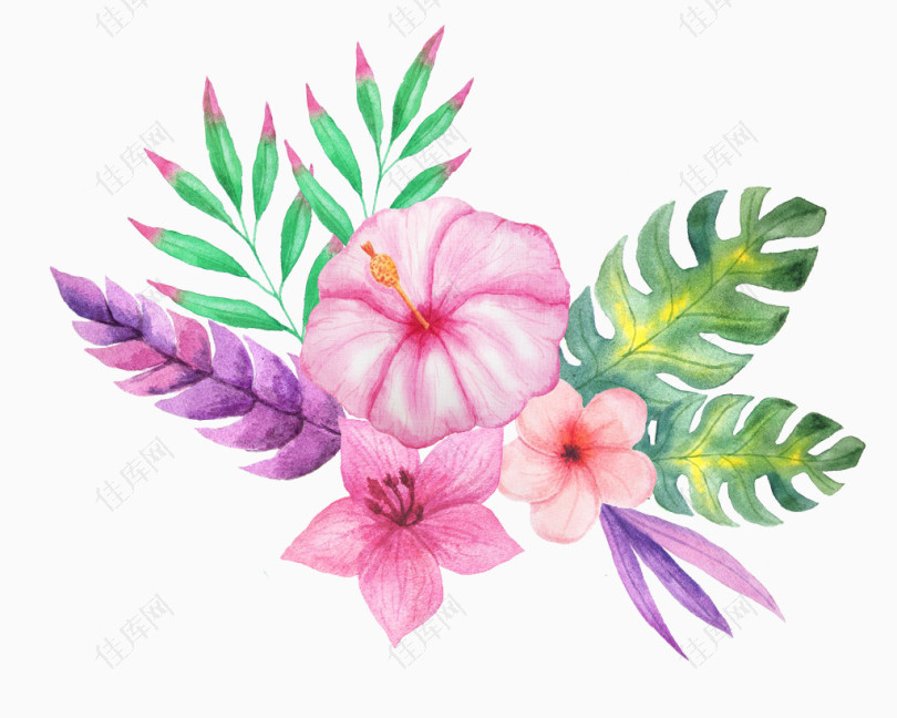 手绘花朵素材装饰