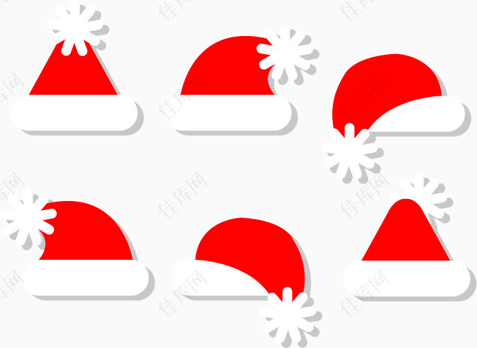 六顶红色圣诞帽