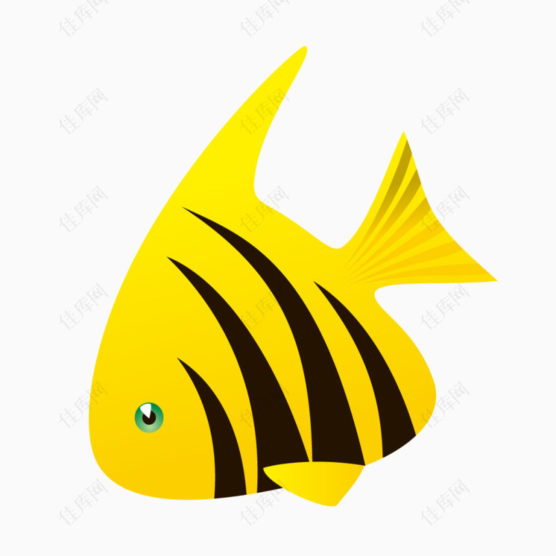 黄色黑条纹矢量海洋鱼