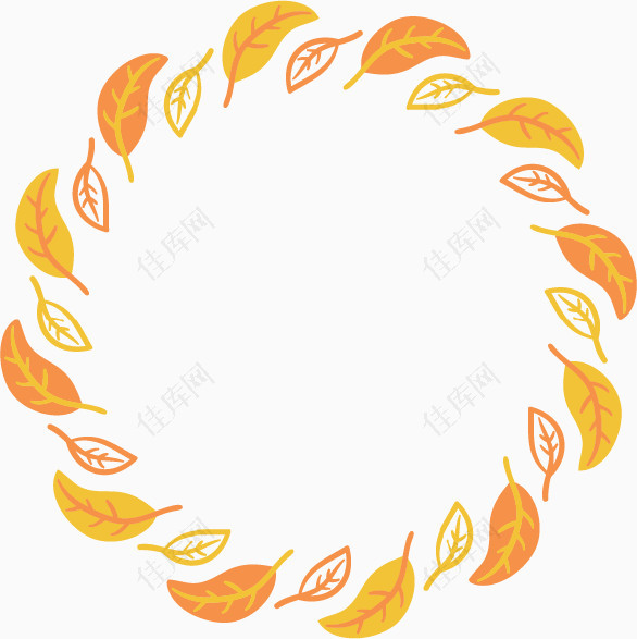 黄树叶树叶圆环边框