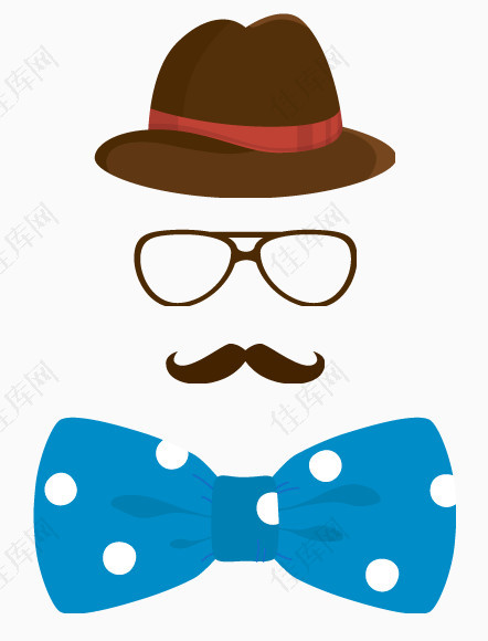 男士帽子眼镜胡子领结