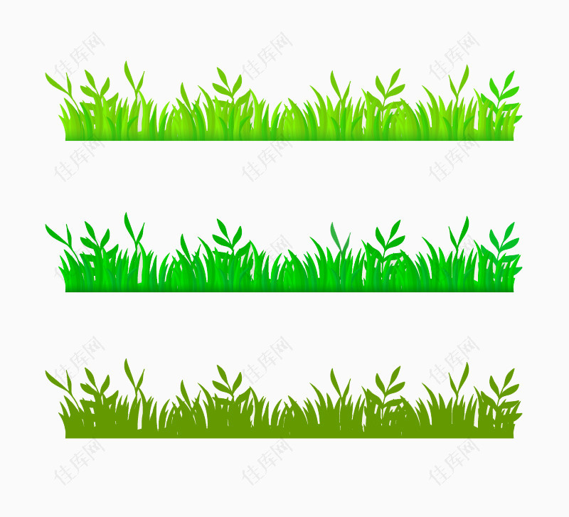 3款绿色草丛设计矢量素材