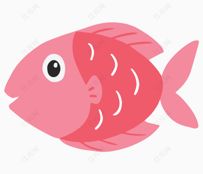 卡通手绘粉色鱼