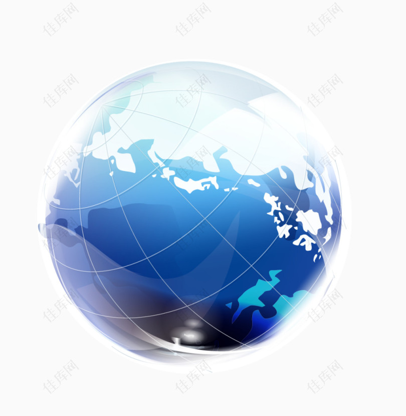 蓝色发光的圆形地球球体模型