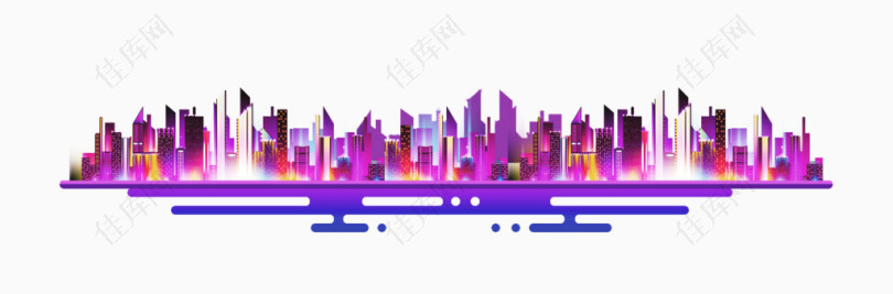 紫色红色城市剪影