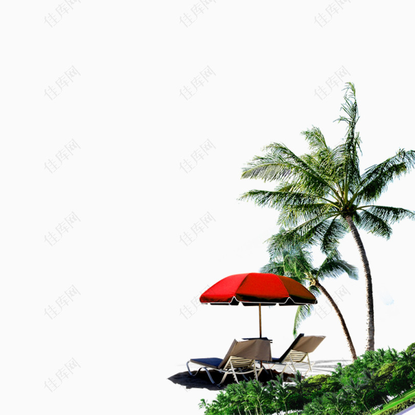 椰树遮阳伞