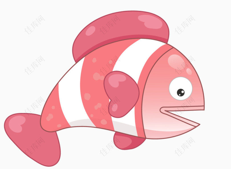 卡通手绘粉色小鱼png