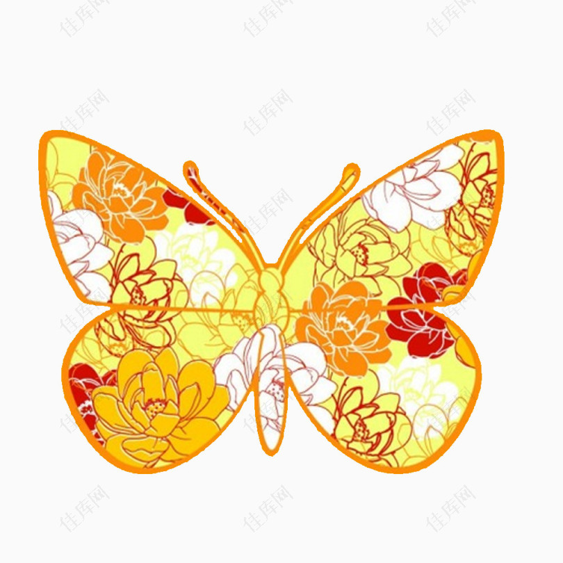 翅膀由花朵岁树叶组成的蝴蝶