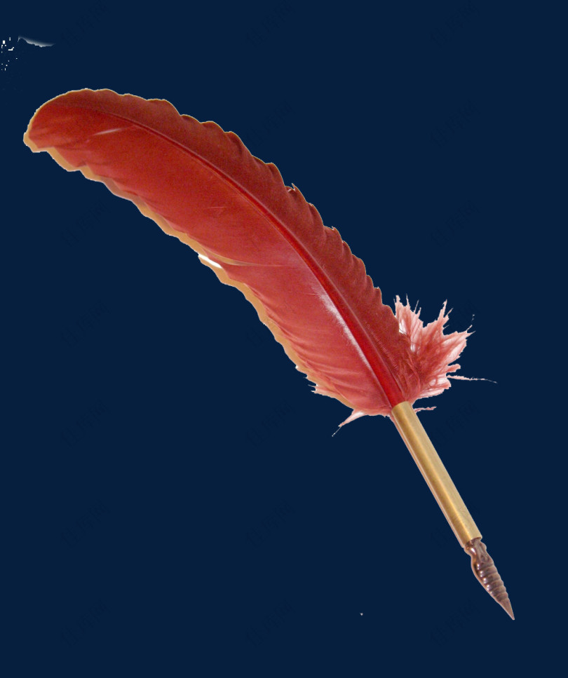 红色羽毛笔