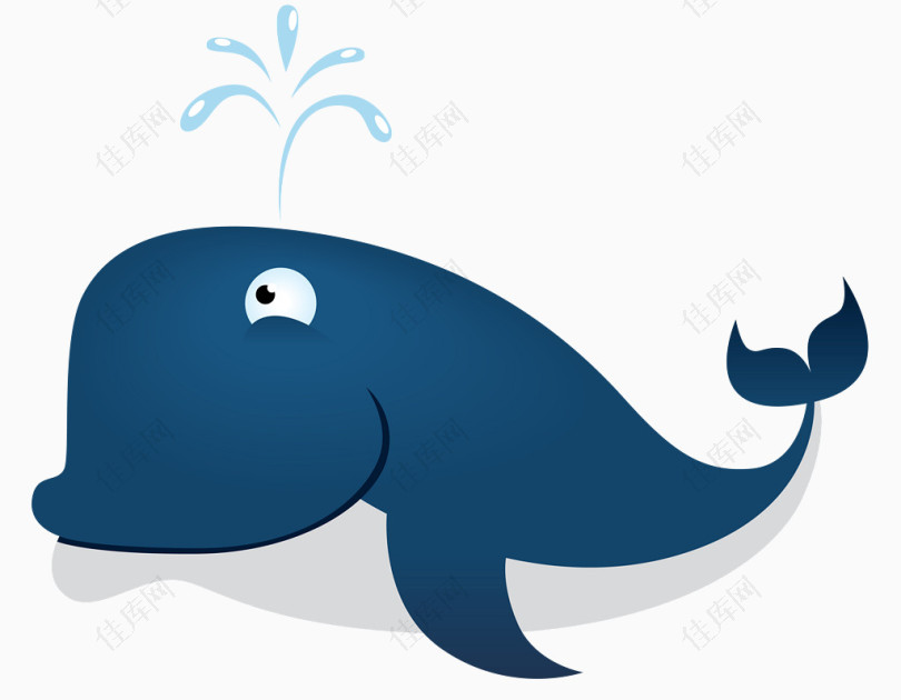 矢量卡通黑色可爱喷水鲸鱼