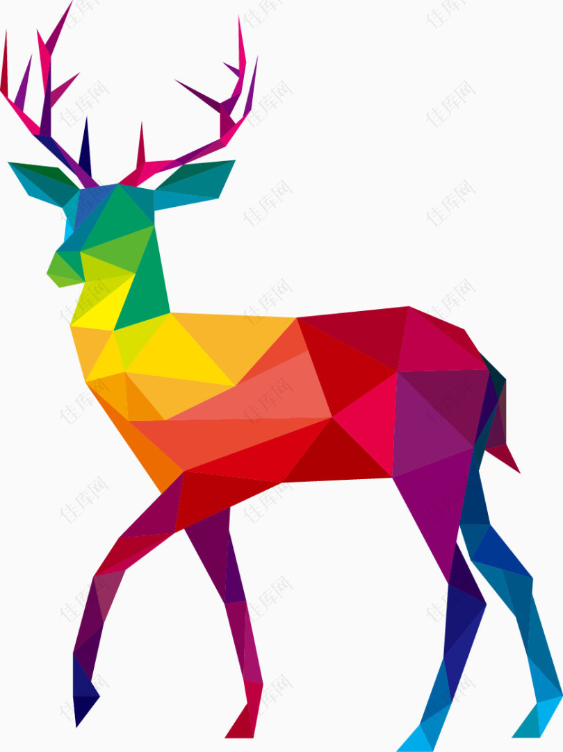 几何颜色卡片多彩的鹿