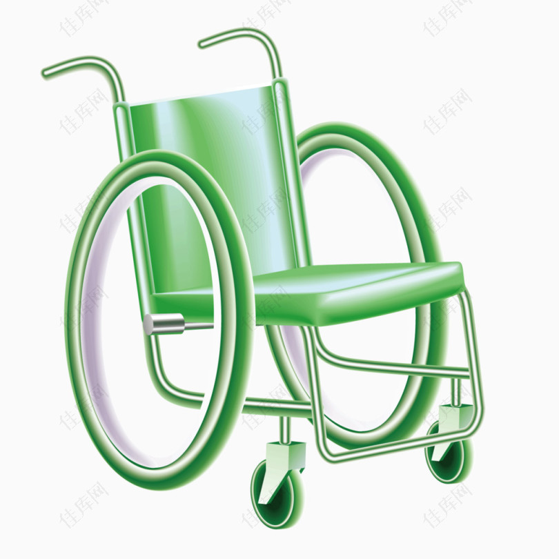 矢量卡通绿色轮椅