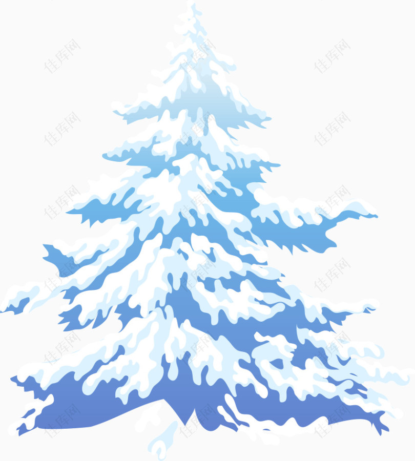 蓝色雪树