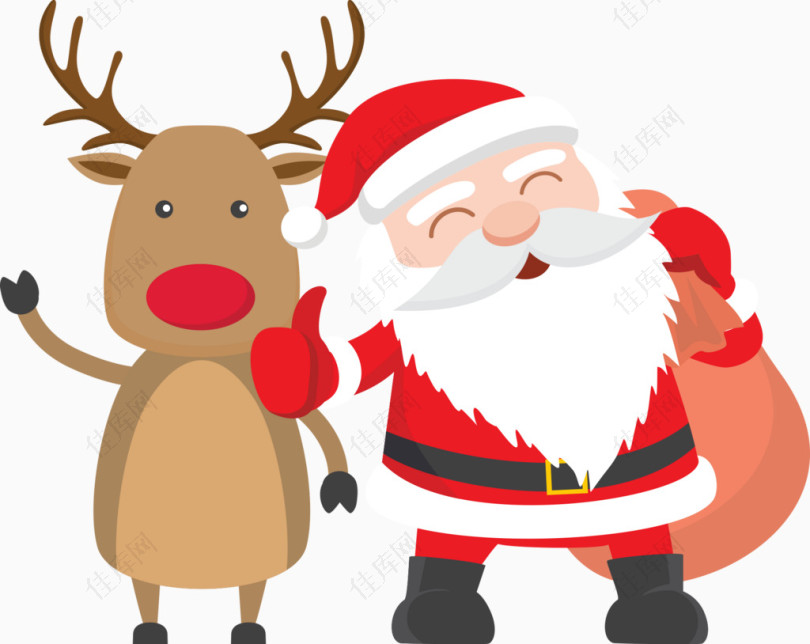 矢量圣诞老人与麋鹿