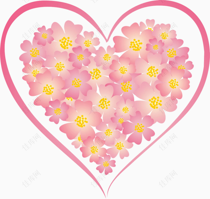 樱花花瓣组成的心形