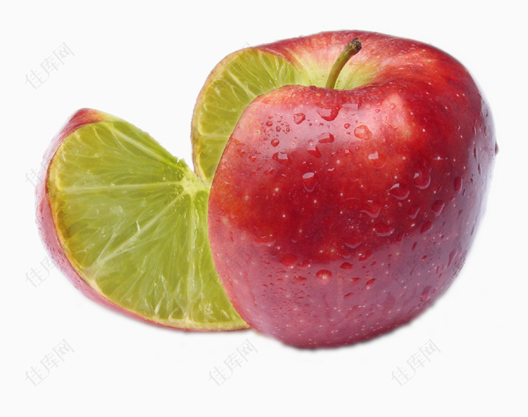 红苹果和绿柠檬的混合