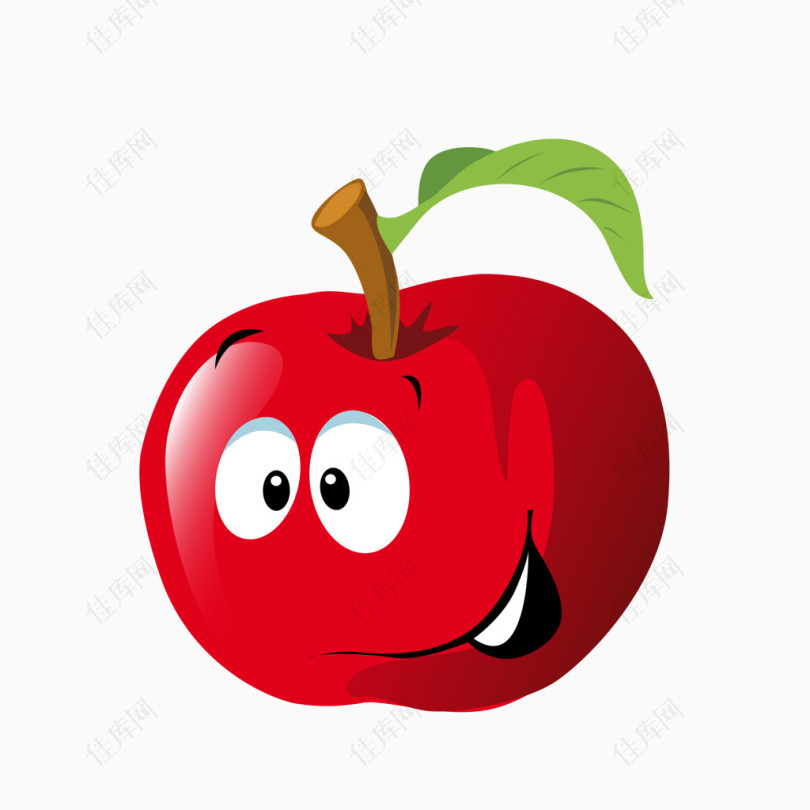 卡通高兴的苹果水果素材