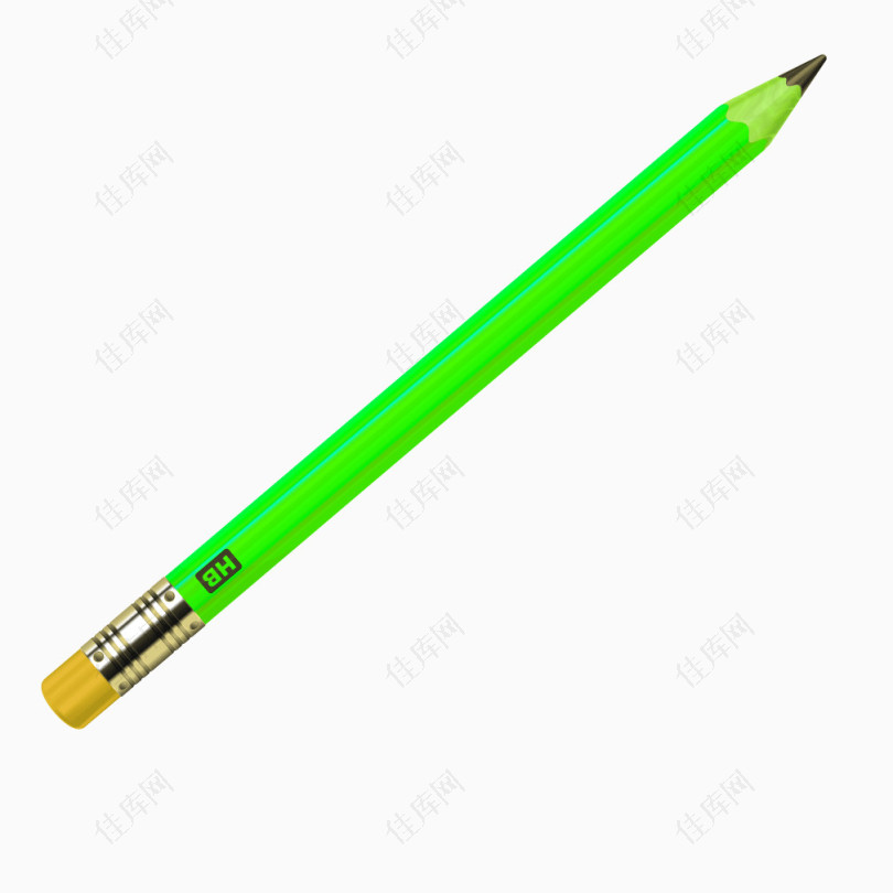 矢量绿色质感逼真铅笔