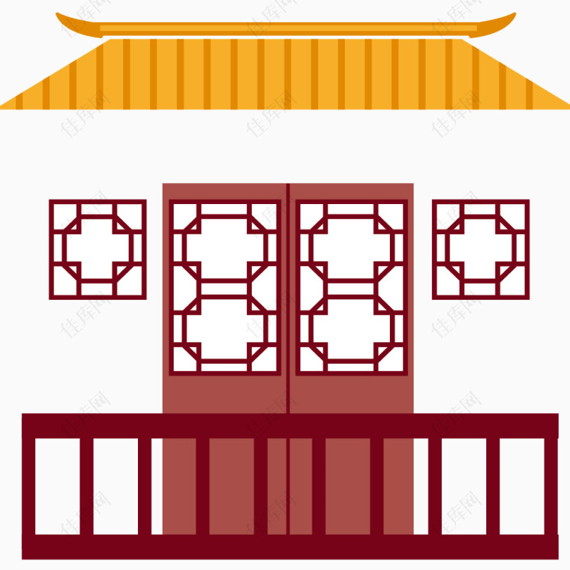 中国古代红色木质大门