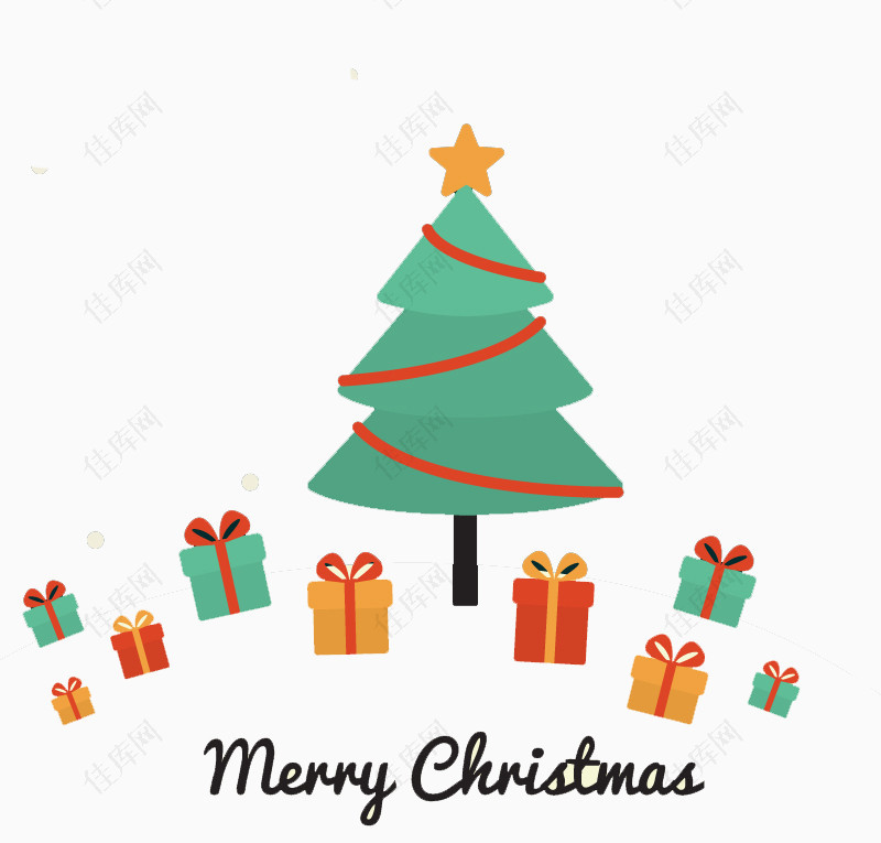 卡通圣诞树与礼盒背景矢量素材
