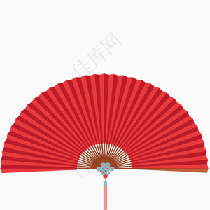 红色中国风扇子素材