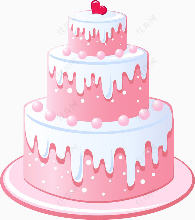 卡通手绘多层粉色蛋糕
