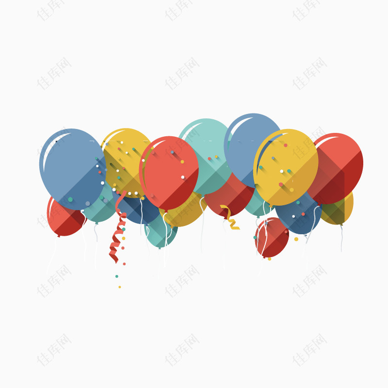 手绘彩色气球漂浮物