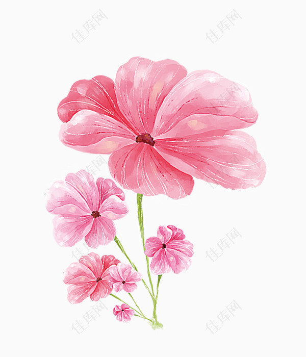 卡通手绘粉色花朵插画