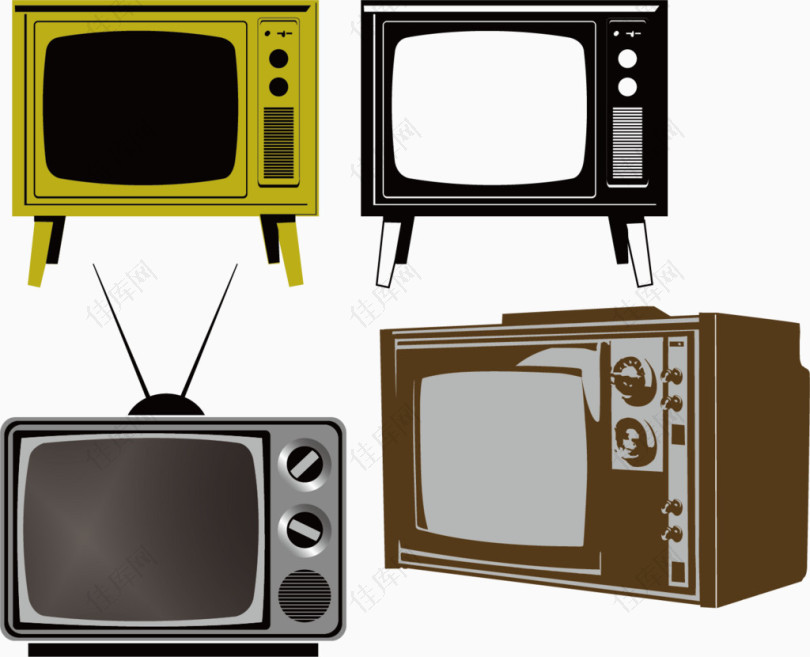 电视机怀旧复古家电背景素材