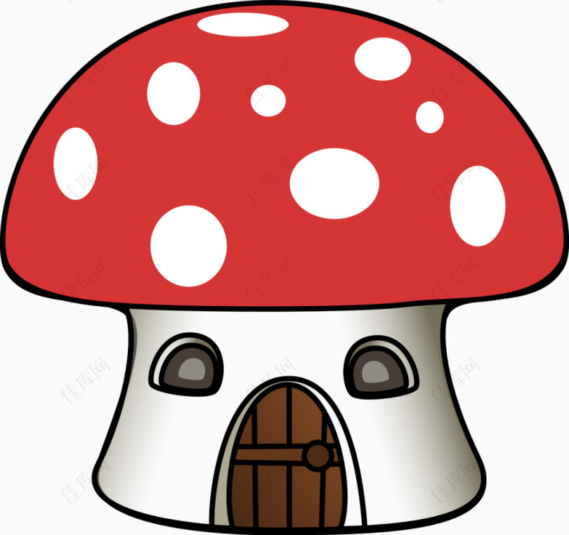 红白相间屋顶蘑菇房