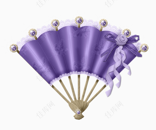 紫色卡通贵妇扇子