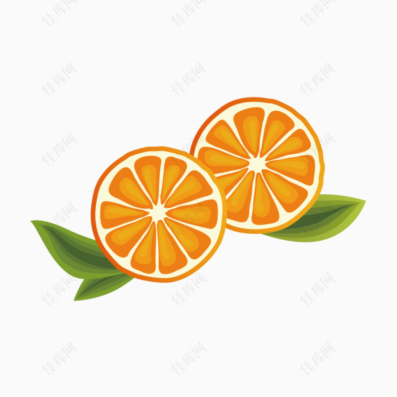 手绘切开的橘子