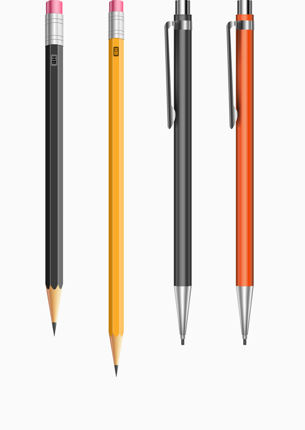 矢量铅笔自动铅笔素材彩色文具免费下载 产品实物 2706像素 编号 Png格式 佳库网