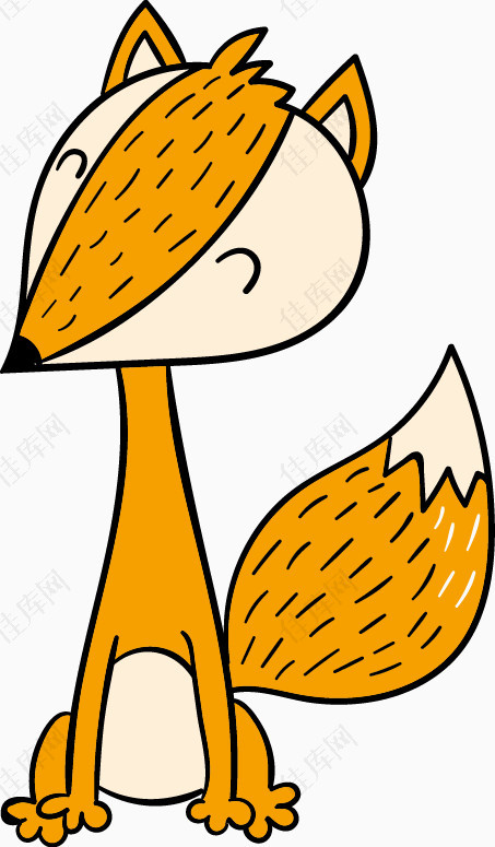 卡通矢量可爱橙色动物狐狸