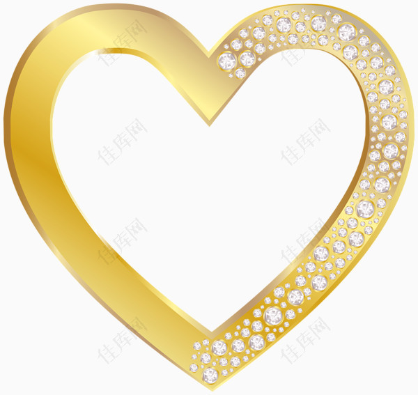 黄金镶钻立体环形爱心