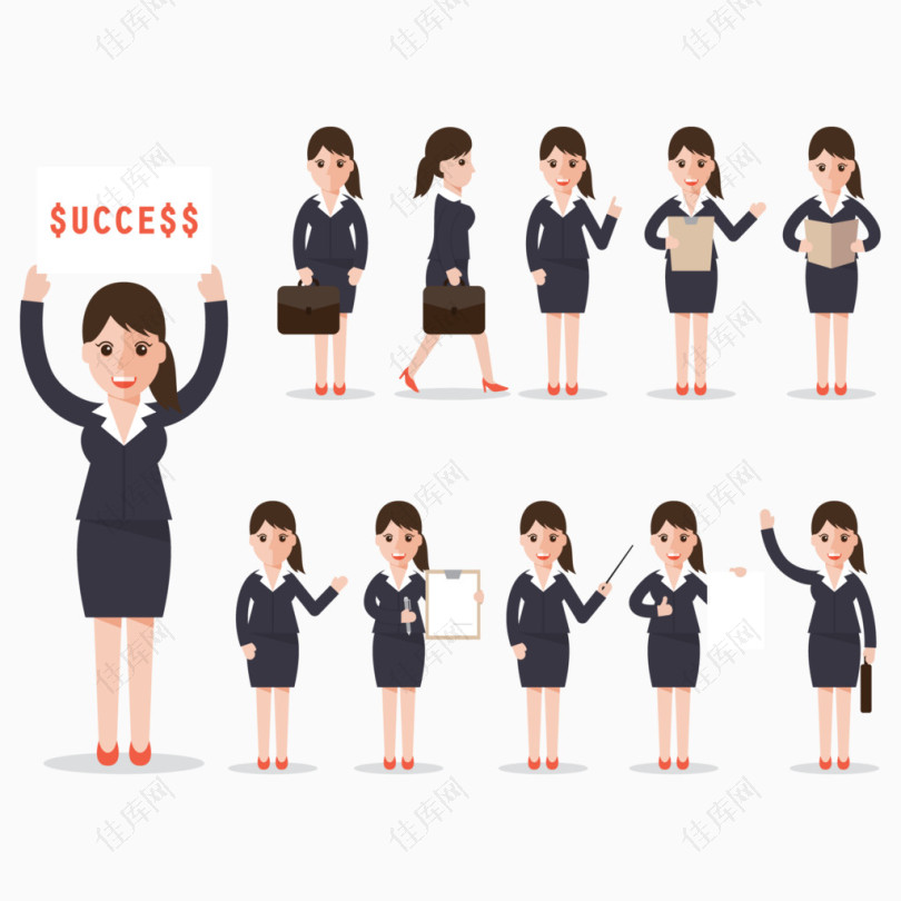 成功的商业女人矢量图