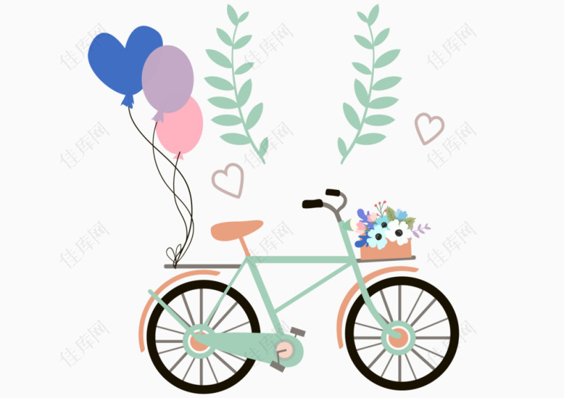 自行车小清新浪漫气球
