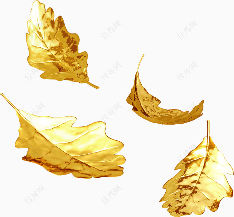 金箔片质感的叶子