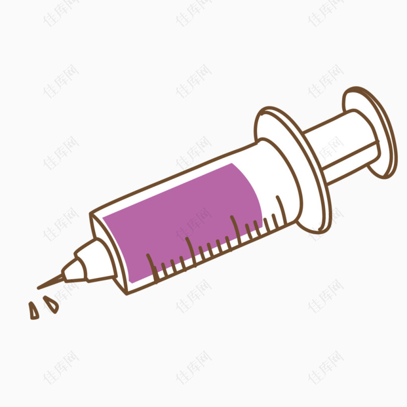矢量紫色注射器针筒